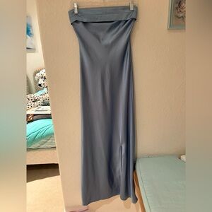 Elegant Blue Silk Maxi Dress